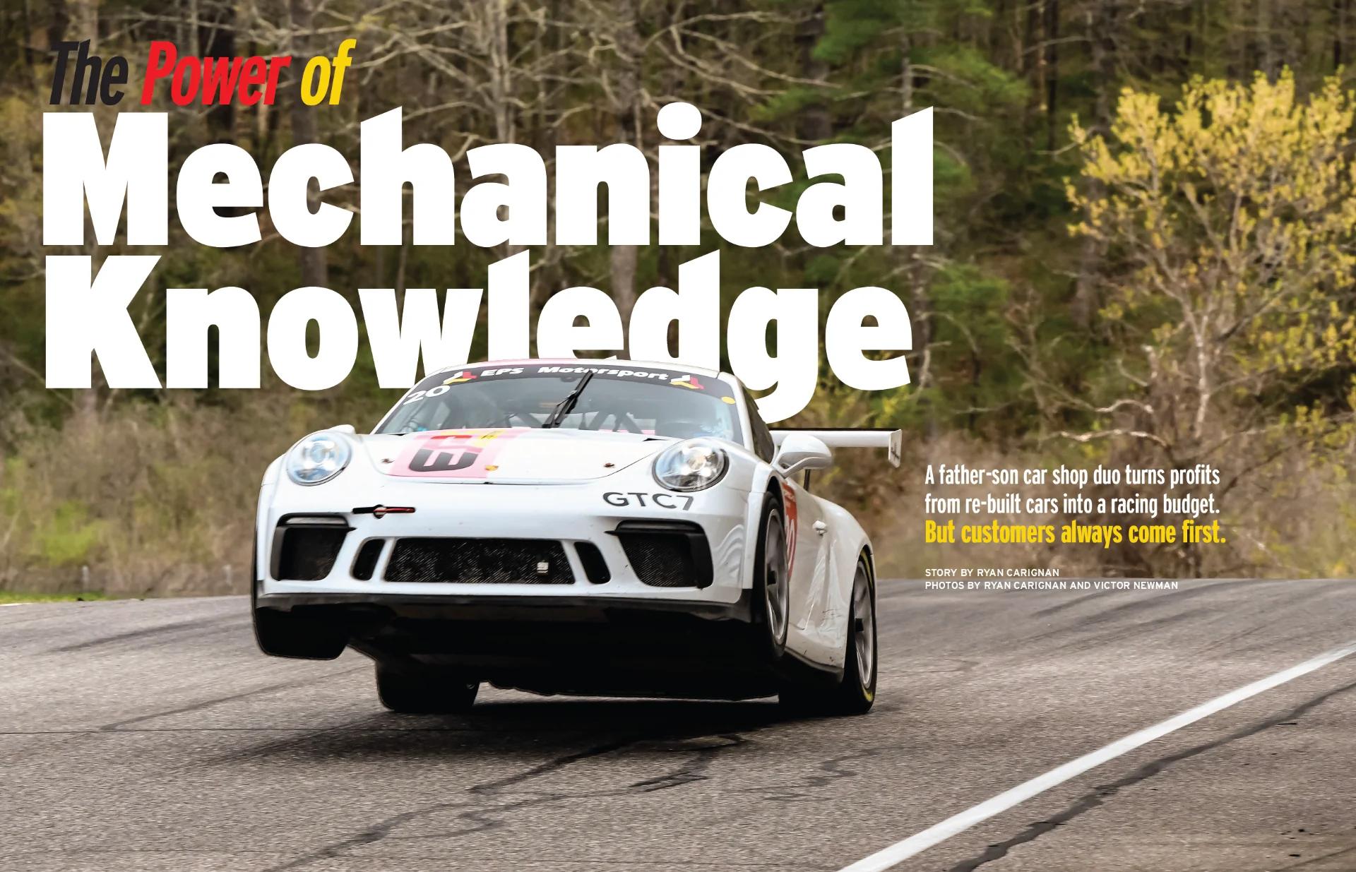 Interior magazine spread from Club Racer June 2026 with editorial typography and motorsport photography.